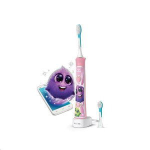 Philips HX6352/42 Sonicare For Kids, zubná kefka, pre deti, 62000 kmitov/min, 2 režimy čistenia, Bluetooth, ružová