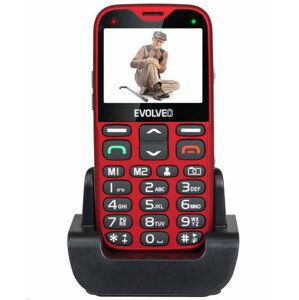 EVOLVEO EasyPhone XG, mobilný telefón pre seniorov s nabíjacím stojanom, červená