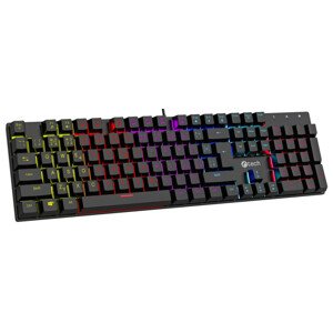 C-TECH mechanická klávesnica Morpheus, casual gaming, CZ/SK, červené spínače, RGB podsvietenie, USB