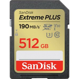 SanDisk SDXC karta 512GB Extreme PLUS (R 190 MB/s W130 MB/s Class 10, UHS-I U3 V30)