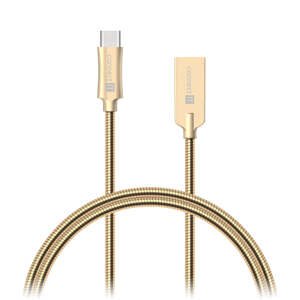 Kabel Wirez Steel Knight USB-C - USB-A, zlatá