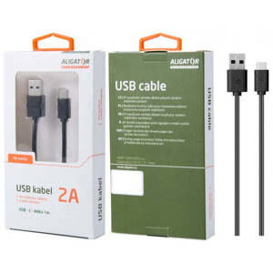 Kábel Aligator USB-C na USB, 1m, predĺžená koncovka, čierna