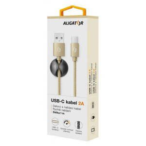 Kábel Aligator Premium USB-C na USB 2A, zlatá