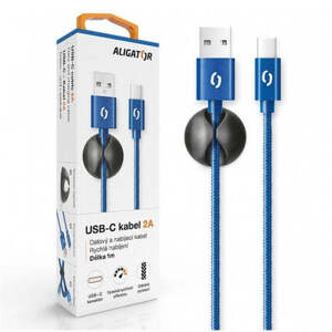 Kábel Aligator USB-C na USB, 2A, 1m, modrá