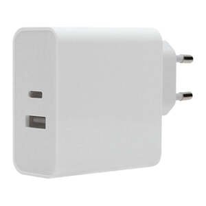 Nabíjačka WG USB + USB-C, 63W + kábel USB-C na USB-C, biela