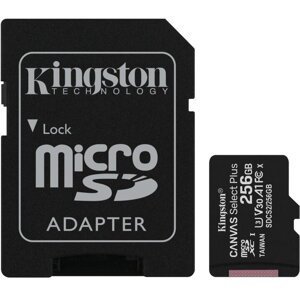256GB microSDXC Kingston Canvas Select Plus A1 CL10 100MB/s + adaptér