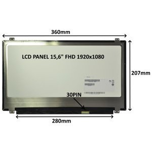 SIL LCD PANEL 15,6'' FHD 1920x1080 30PIN MATNÝ / ÚCHYTY NAHOŘE A DOLE 77046121