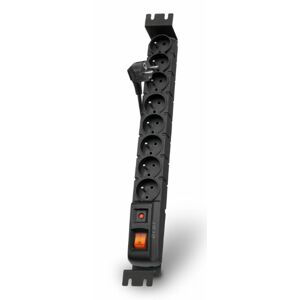 PREMIUMCORD Acar S8 FA Rack 1,5m kabel, 8 zásuvek, přepěťová ochrana, do racku, černá ppacars8-2rack