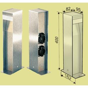 MCJ Záhradné nerezové svietidlo LED stĺpik + 2 zásuvky, v. 40 cm, IP44