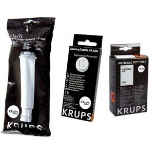 Krups F08801 Aqua Filter Claris + F0540010 odvápňovač + XS300010 čistiace tablety pre espressá Krups