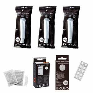 Krups F08801 Aqua Filter Claris 3 ks + F0540010 odvápňovač + XS300010 čisticí tablety