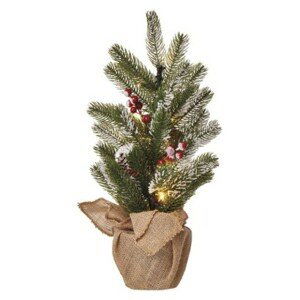 EMOS Lighting LED vianočný stromček zasnežený, 52 cm, 3x AA, vnútorný, teplá biela, časovač