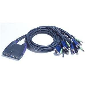 Aten 4-port KVM USB mini, audio, 1.8m kabely CS-64U