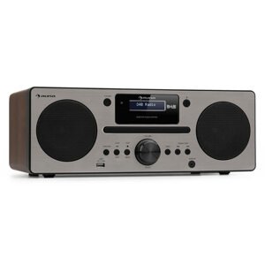 Auna Harvard, mikrosystém, DAB/DAB+, FM tuner, CD prehrávač, USB nabíjanie, orech