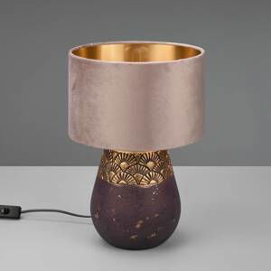 Stolová lampa Kiran, Ø 26 cm, keramika, hnedá