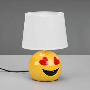 Stolová lampa Lovely so Smiley, látka, biela