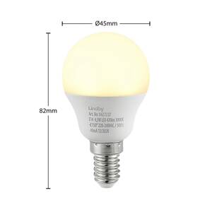 Lindby LED žiarovka E14 G45 4,5W 3000K opálová 2ks