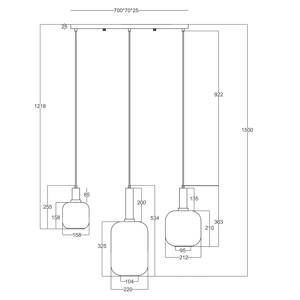 Závesné svietidlo Fumo, dymové sklo 3-pl. lineárne