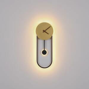 Nástenné LED svetlo Sussy s hodinami, čierna/zlatá