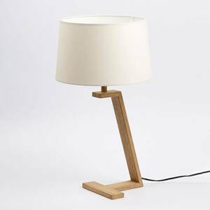 Stolná lampa Memphis LT z dreva a látky, biela