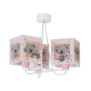 Detská závesná lampa Koala, 3-plameňová, ružová