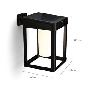 Solárne nástenné svietidlo Philips LED Camill, čierna/biela, 14 x 14 cm