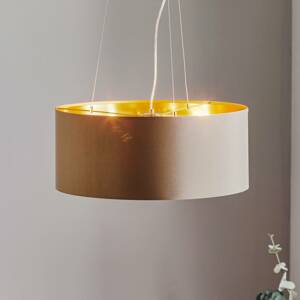 Závesná lampa Maserlo okrúhle, taupe-zlatá