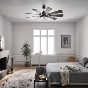 Stropný LED ventilátor Gentry biela/orech tmavá