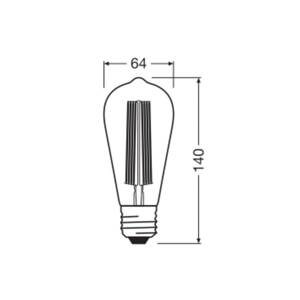 OSRAM LED Vintage 1906 Edison, sivá, E27, 11 W, 818, stmievateľná