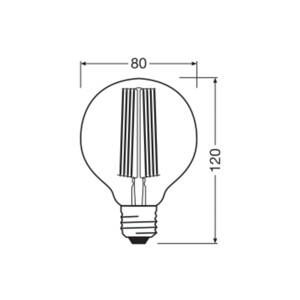 OSRAM LED Vintage 1906, G80, E27, 11 W, sivá, 1 800 K, tl.