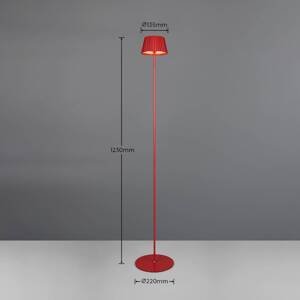 Stojacia lampa Suarez LED s dobíjaním, červená, výška 123 cm, kov