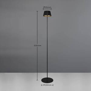 Stojacia lampa Suarez LED s dobíjaním, čierna, výška 123 cm, kov