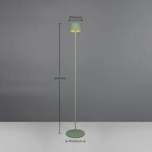 Stojacia lampa Suarez LED s dobíjaním, zelená, výška 123 cm, kov