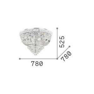 Stropné svietidlo Ideal Lux Dubaj, chrómová farba, kryštál, Ø 78 cm