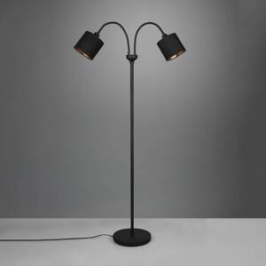 Stojacia lampa Tommy, čierna/zlatá, výška 130 cm, 2 svetlá, látka