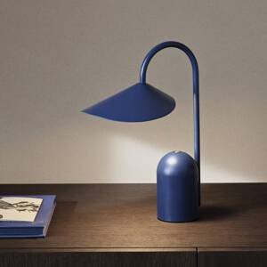 fermLiving LED dobíjacia stolová lampa Arum, modrá, stmievateľná, IP44