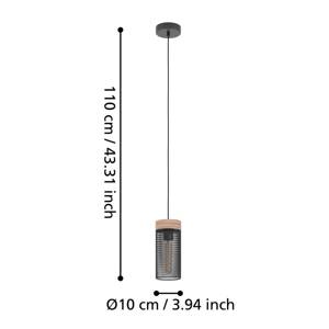 Závesné svietidlo Kilnsdale, Ø 11 cm, čierna/hnedá, oceľ