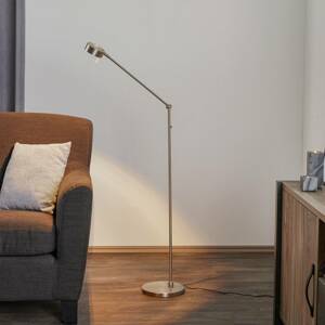 Štíhla stojaca LED lampa Elegance, 3 kĺby, nikel