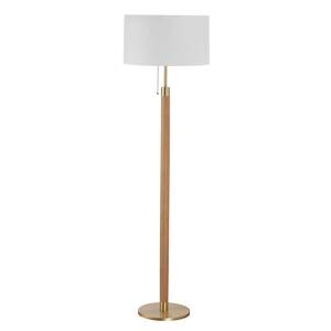 Drevená stojaca lampa Lignum tienidlo chinc mosadz