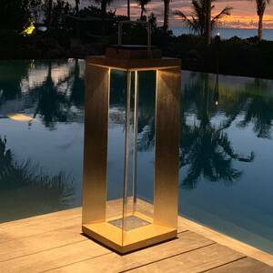 Solárna LED lucerna Teckinox, teak/oceľ, 65,5 cm