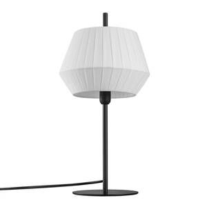 Stolová lampa Dicte, ručne viazané tienidlo, biela