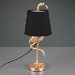 Stolná lampa Lola figúrka plameniaka, čierna/zlatá