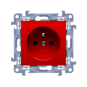 Jedno zásuvka s uzemnením s clonkami, 16A, červený