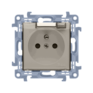 Jednoduchá zásuvka krytie IP44 s tesnením - klapka v transparentnej farbe, 16A, krémová