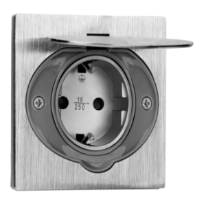 Hermetická elektrická zásuvka (Schuko) s prachotesnou inštalačnou krabicou, IP44, nehrdzav