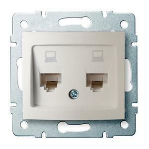 DOMO   Dvojitá dátová zásuvka , nezávislá (2xRJ45Cat 5e Jack) Perleťová biela"