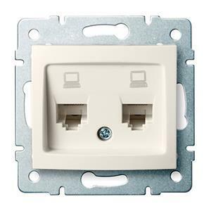 DOMO   Dvojitá dátová zásuvka , nezávislá (2xRJ45Cat 6 Jack) Krémová"