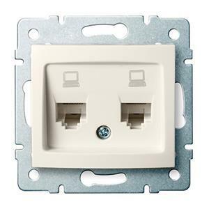 DOMO   Dvojitá dátová zásuvka , nezávislá (2xRJ45Cat 5e Jack) Krémová"