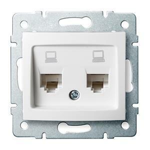 DOMO   Dvojitá dátová zásuvka , nezávislá (2xRJ45Cat 6 Jack) Biela"