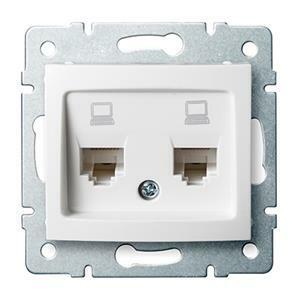 DOMO   Dvojitá dátová zásuvka , nezávislá (2xRJ45Cat 5e Jack) Biela"